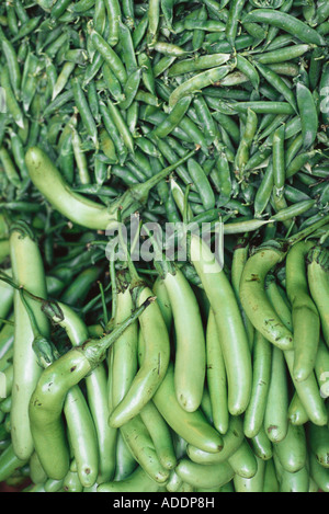 Les gousses de pois et d'aubergines Banque D'Images