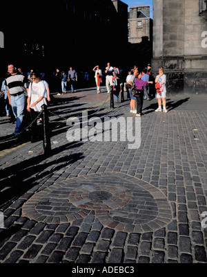 Le 'Coeur de Midlothian', Parliament Square, Edinburgh, Lothian, Scotland, UK. Banque D'Images