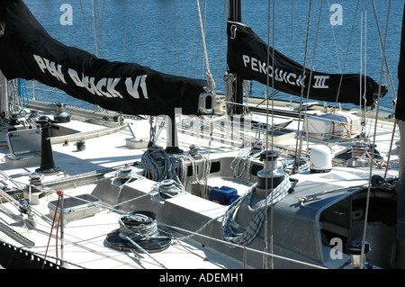 Pen Duick Eric Tabarly du bateau dans le port de Saint-Malo, Bretagne, France, Bretagne Banque D'Images