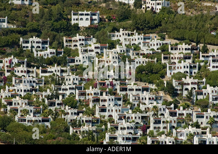 Maisons Bodrum blanchies, Côte égéenne, Turquie Banque D'Images
