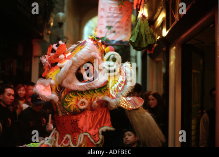 Les célébrations du Nouvel An chinois dans les rues de Soho à Londres. Banque D'Images