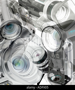 Un photomontage de caméscopes abstrait Banque D'Images