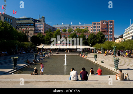 La fontaine à Kungsträdgården dans le centre de Stockholm, Suède Eurpåe Banque D'Images