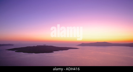 GRE Canaries coucher de soleil de Santorin caldera de l'île de Vulcano Banque D'Images