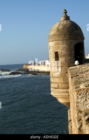 Sqala tourelle du port à port d'Essaouira Maroc Banque D'Images