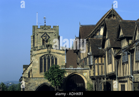 Lord Leycester Hospital et Westgate, Warwick, Warwickshire, England, UK Banque D'Images