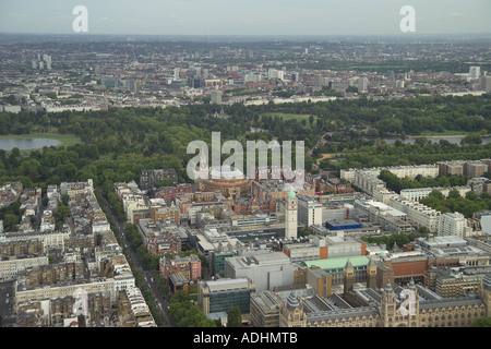 Vue aérienne du Collège royal de musique, de l'Imperial College et le Royal Albert Hall à South Kensington à Londres. Banque D'Images