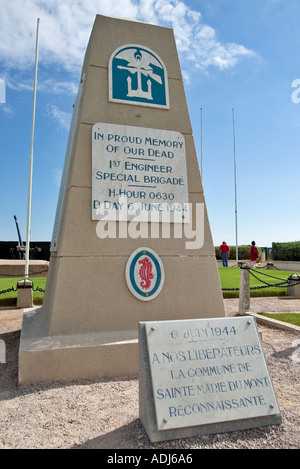 La 1ère Brigade spéciale de l'Armée US monument à Utah Beach en Normandie, France Banque D'Images