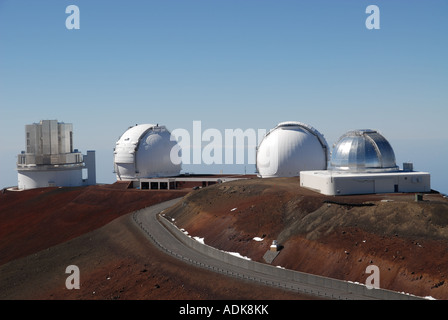 Le télescope Keck I +II, télescope Subaru et télescope infrarouge de la NASA sur le Mauna Kea, Hawaii Banque D'Images