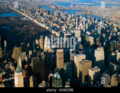 Vue aérienne au-dessus de Manhattan New York City et Central Park Banque D'Images