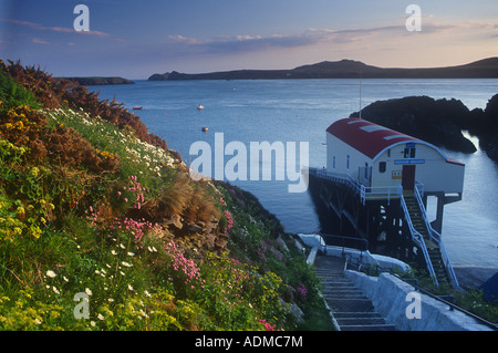 St Justinians Lifeboat House Pembrokeshire Ramsey Sound Dyfed West Wales UK Banque D'Images