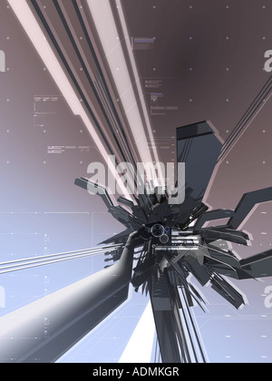 Objets 3D contre un fond bleu et marron Banque D'Images