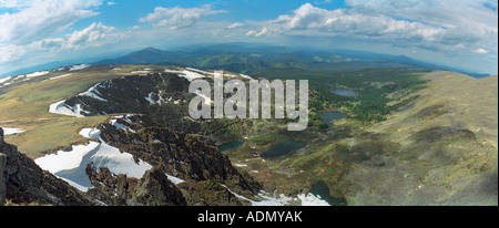 Karakol lacs et le col Bagatash. La gamme Iolgo. Altaï. La Sibérie. La Russie Banque D'Images