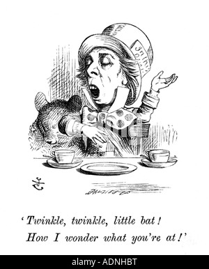 Illustrations de Alice au pays des merveilles de Lewis Carroll par John Tenniel. Le Chapelier fou Banque D'Images