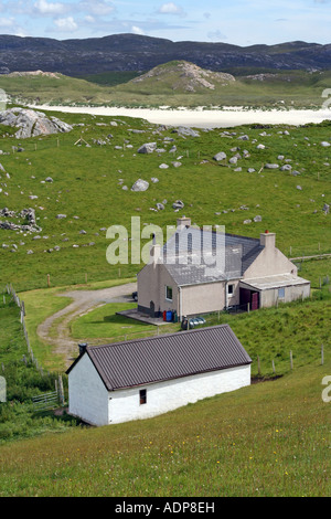 Croft House and Barn, Carnish, Uig, Isle Of Lewis, Scotland, UK. Août 2007 Banque D'Images