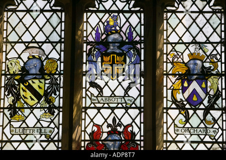 Vitraux de l'église des chevaliers en stoke, Hartland Point, Devon, UK Banque D'Images