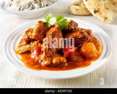 Jalfrezi poulet curry à l'indienne avec du riz Banque D'Images