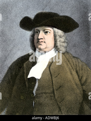 Quaker anglais William Penn. à la main, gravure Banque D'Images