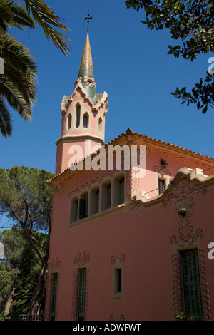 Gaudis house et musée. Parc Güell situé sur la colline d'el Carmel dans le quartier de Gràcia de Barcelone, en Catalogne. Banque D'Images