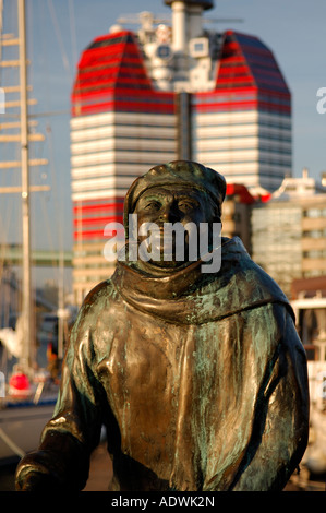 Statue d'Evert Taube Axel à la zone du port de Göteborg (Suède) Göteborg Västergötland Banque D'Images