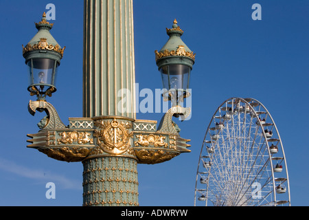 La lanterne et la Place de la grande roue de La Concorde Paris France Banque D'Images