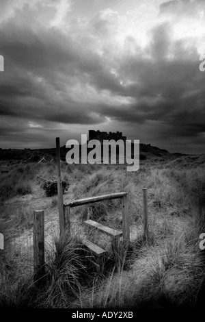 Vue sur Château De Bamburgh Northumberland en UK Banque D'Images