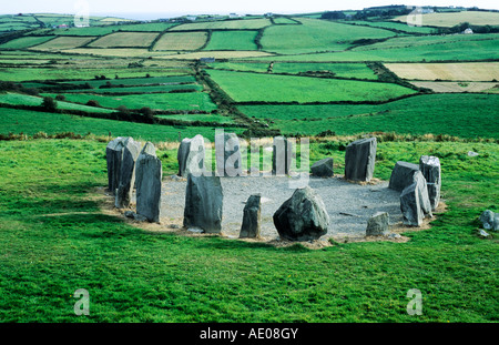 Cercle de pierres de Drombeg près de Glandore County Cork cercles préhistorique Banque D'Images