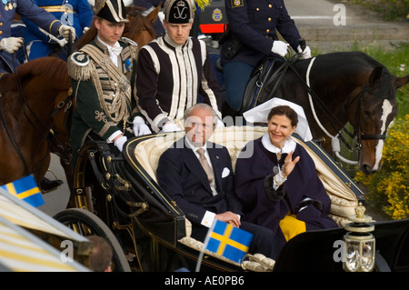 La Suède, Stockholm, le Roi Carl XVI Gustaf et la reine Silvia Banque D'Images