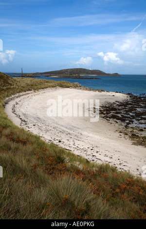 Isles of Scilly Tresco en regardant vers l'île ronde Banque D'Images