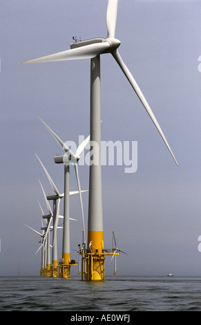 Parc éolien offshore, Scroby Sands, Great Yarmouth, Norfolk, Royaume-Uni. Banque D'Images