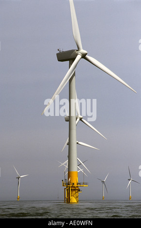 Parc éolien offshore, Scroby Sands, Great Yarmouth, Norfolk, Royaume-Uni. Banque D'Images