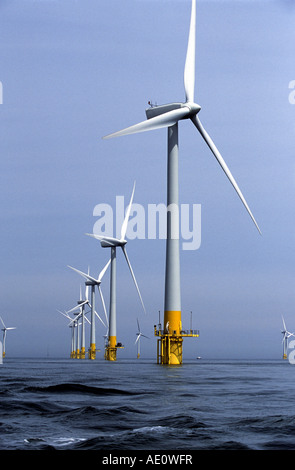 Parc éolien offshore, Scroby Sands, Great Yarmouth, Norfolk, Royaume-Uni. Banque D'Images