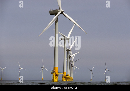 Parc éolien offshore, Scroby Sands, Great Yarmouth, Norfolk, Royaume-Uni. Banque D'Images