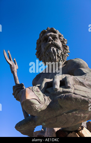 Close-up du roi Neptune statue sur l'Oceanfront Virginia Beach Boardwalk VA USA Banque D'Images