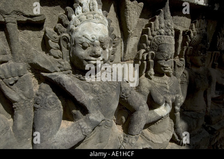 Sculpture bas-relief Angor Thom Angkor Wat Cambodia Banque D'Images