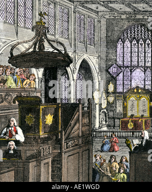 Saint Margaret's Church Westminster entre 1692 et 1720. À la main, gravure sur bois Banque D'Images