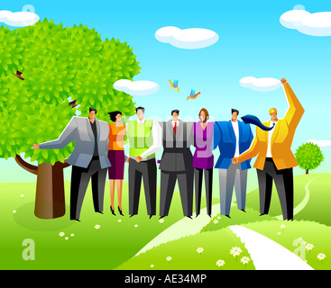 Groupe des cadres d'affaires Standing together Banque D'Images
