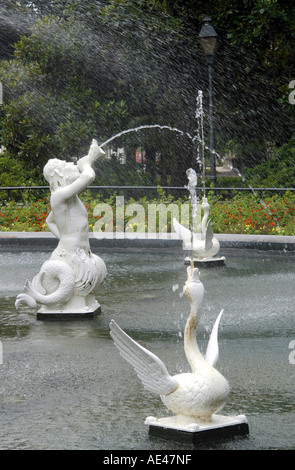 Forsyth Park et fontaine centrale à Savannah Georgia USA Banque D'Images