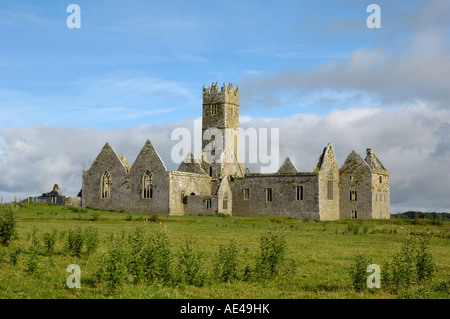 Ross Errilly couvent franciscain, près de Headford, comté de Galway, Connacht, République d'Irlande, Europe Banque D'Images