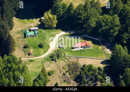 Maison de l'école historique Skippers Skippers Canyon Queenstown ile sud Nouvelle Zelande aerial Banque D'Images