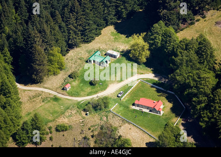 Maison de l'école historique Skippers Skippers Canyon Queenstown ile sud Nouvelle Zelande aerial Banque D'Images