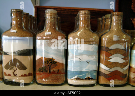 La Namibie Henties Bay des bouteilles remplies de sable pour vendre l'Afrique australe Banque D'Images