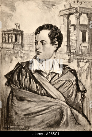 George Gordon Byron, 6e baron Byron, alias Lord Byron, 1788 - 1824. Noble britannique, poète, homme politique et par les pairs. Banque D'Images