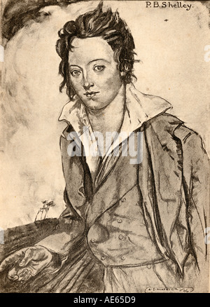 Percy Bysshe Shelley, 1792 - 1822 poète romantique anglais, dramaturge, essayiste et romancier. Banque D'Images