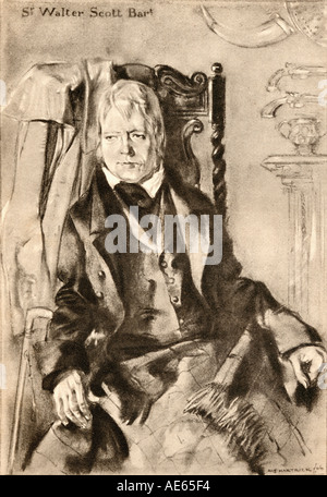 Sir Walter Scott, 1771 - 1832. Romancier, poète écossais, historien et biographe. Banque D'Images