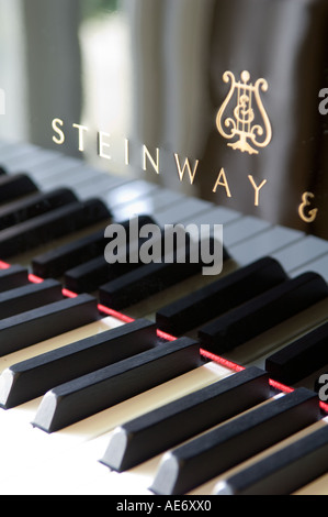 Close up de touches de piano d'un grand piano Steinway. Banque D'Images