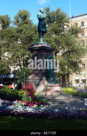 Finlande Helsinki Esplanade statue du poète national finlandais Johan Ludvig Runeberg 1804 1877 Banque D'Images