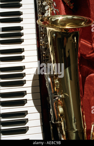Claviers et saxophone Banque D'Images