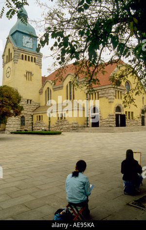 La province de Shandong, Qingdao Chine Église protestante Banque D'Images