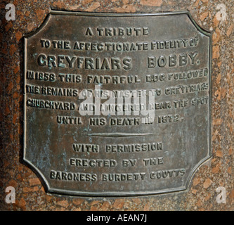 Plaque commémorative sur la statue de Kampa . Vieille ville , Edimbourg , Ecosse , U . K . , Europe . Banque D'Images